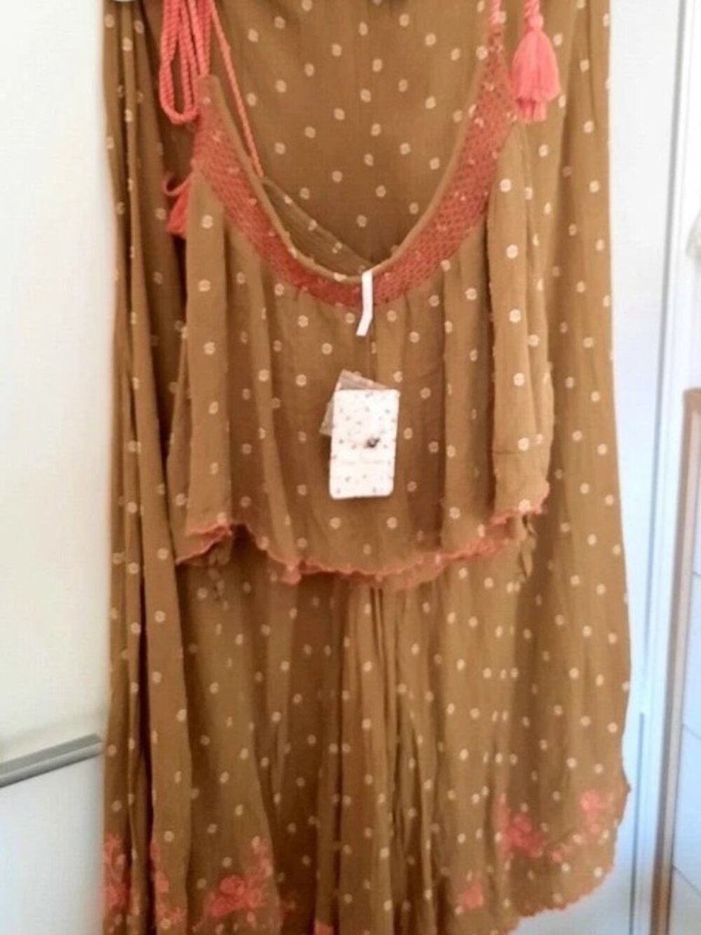 Free People Hearts Rising Embroidered Top & Pants In Moss Size M NWT - Picture 5 of 11